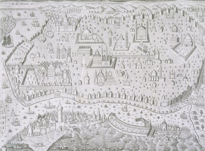 Town Map of Constantinople, Turkey, c.1650 by Jaspar de Isaac